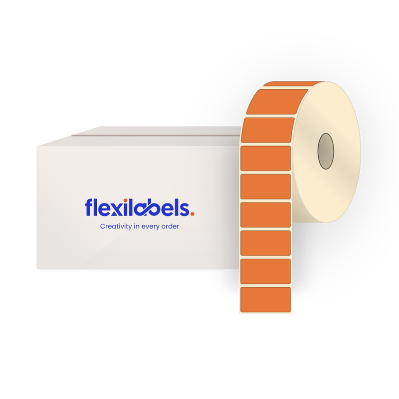 2" x 1" (50.8 mm x 25.4 mm) Rectangle Roll Labels, Thermal Transfer Burnt Orange Paper, Permanent Adhesive, 1500 Labels Per Roll
