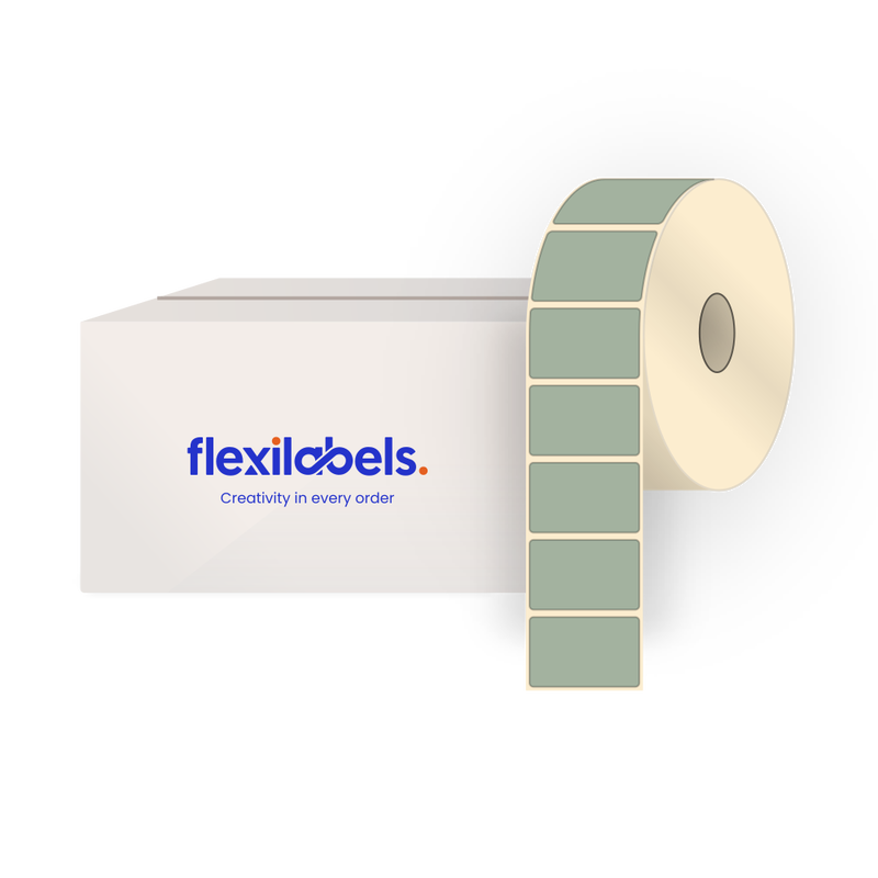 55 mm x 35 mm Rectangle Labels for Roll Label Printers, Thermal Transfer Sage Green Paper, Permanent Adhesive, 1500 Labels Per Roll