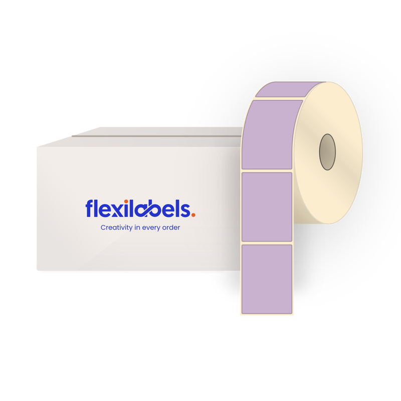 80 mm x 110 mm Rectangle Labels for Roll Label Printers, Thermal Direct Pastel Purple Paper, Permanent Adhesive, 500 Labels Per Roll