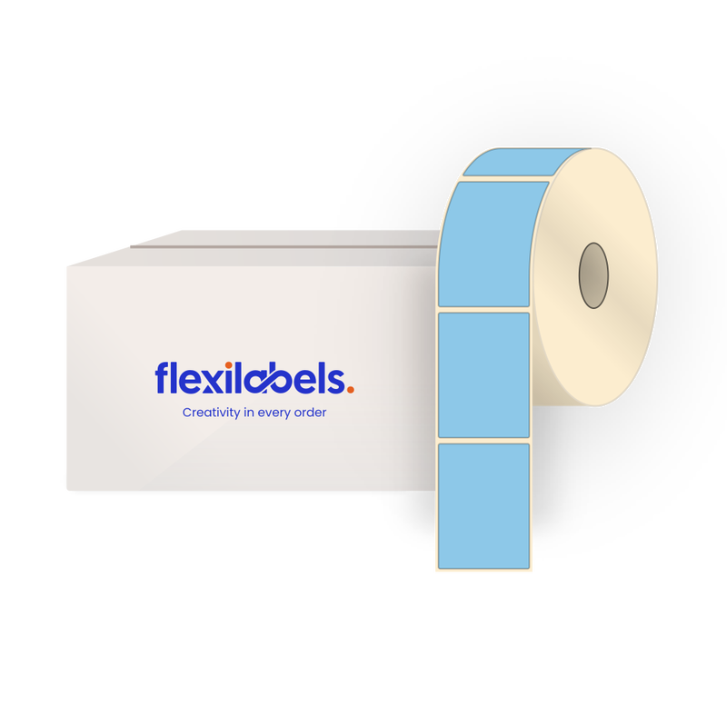 80 mm x 110 mm Rectangle Labels for Roll Label Printers, Thermal Direct Pastel Blue Paper, Permanent Adhesive, 500 Labels Per Roll