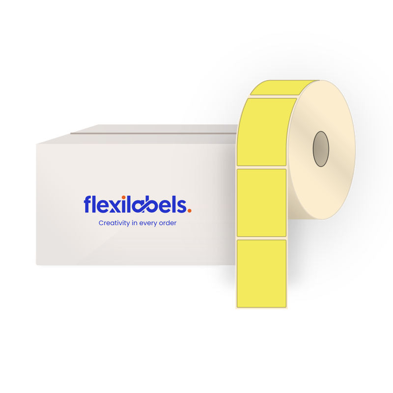 80 mm x 110 mm Rectangle Labels for Roll Label Printers, Thermal Direct Pastel Yellow Paper, Permanent Adhesive, 500 Labels Per Roll