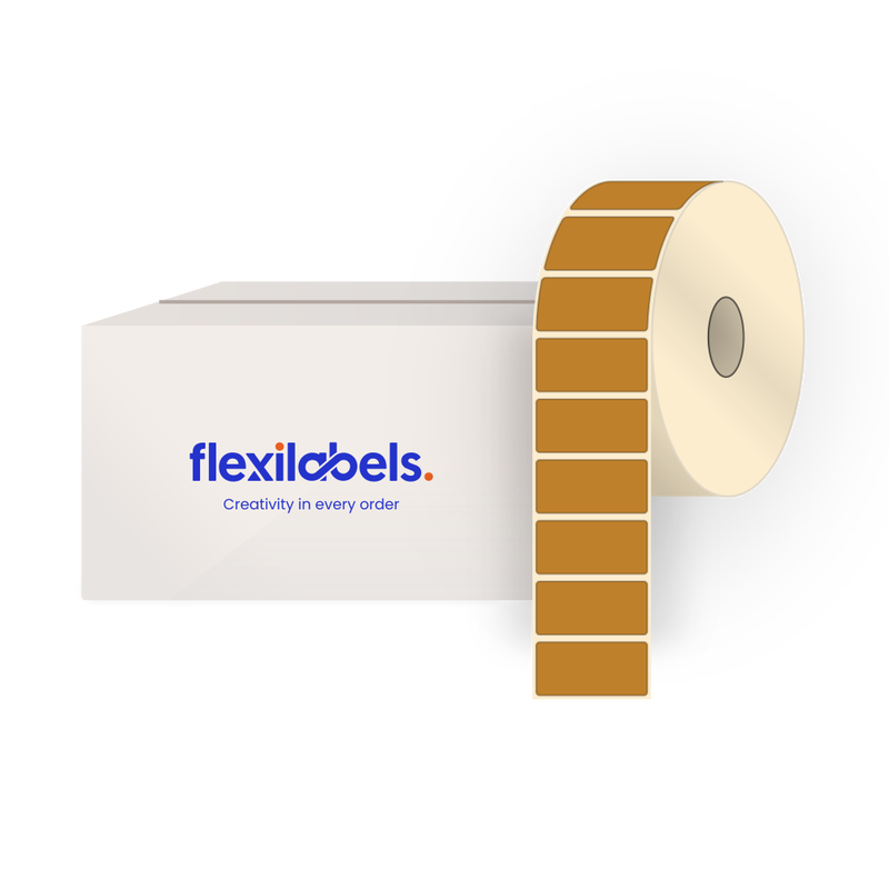 50 mm x 24 mm Rectangle Labels for Roll Label Printers, Thermal Direct Caramel Paper, Permanent Adhesive, 1501 Labels Per Roll