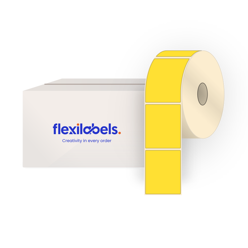 102 mm x 127 mm Rectangle Labels for Roll Label Printers, Thermal Direct Yellow Paper, Permanent Adhesive, 250 Labels Per Roll