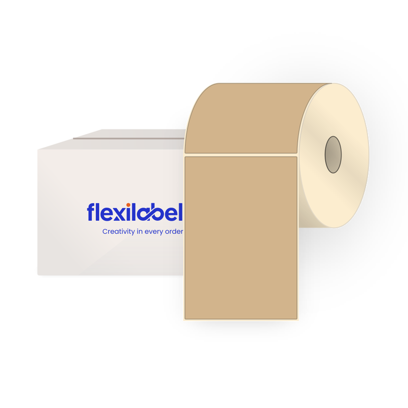 199.6 mm x 289.1 mm Rectangle Labels for Roll Label Printers, Brown Parcel Paper, Permanent Adhesive Labels, 250 Labels Per Roll