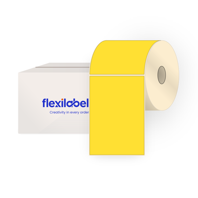 199.6 mm x 289.1 mm Rectangle Labels for Roll Label Printers, Thermal Transfer Yellow Paper, Permanent Adhesive, 250 Labels Per Roll