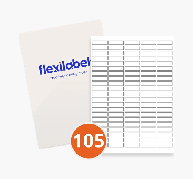 105 Rectangle Labels per A4 Sheet - 38mm × 10mm | Flexi Labels