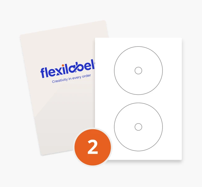 2 CD/ DVD Labels per A4 Sheet, 117 (17) mm Diameter | Flexi Labels