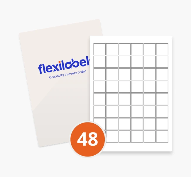 48 Square Labels per A4 Sheet - 30mm × 30mm | Flexi Labels