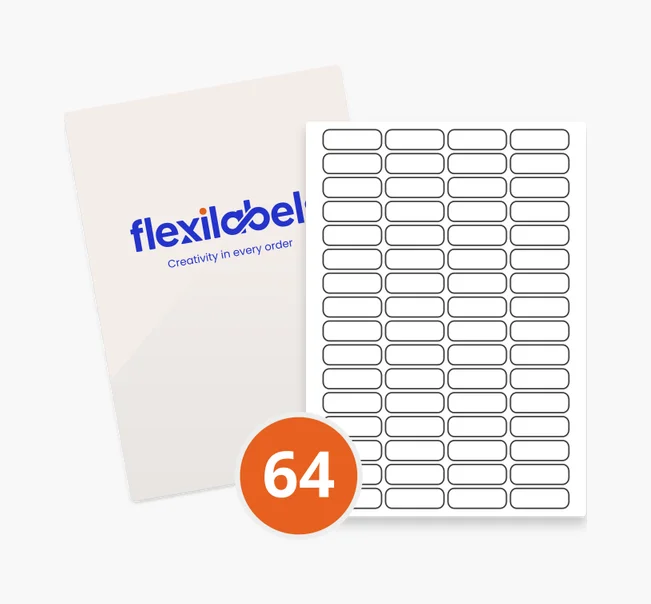 64 Rectangle Labels per A4 Sheet - 44mm × 15mm | Flexi Labels