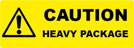 Yellow Caution Heavy Package Rectangle Shipping Labels | Flexi Labels