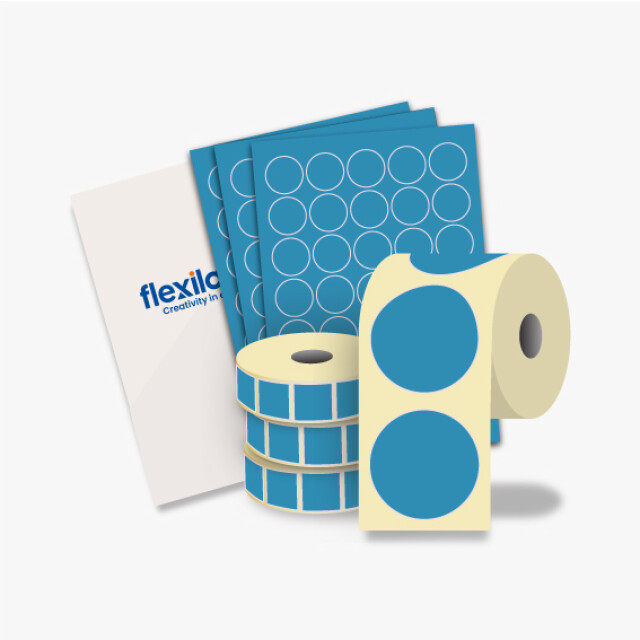 Matt Blue Paper, Permanent Adhesive Labels