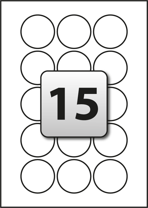 15 Round Labels per A4 sheet 48 mm Diameter - Flexi Labels