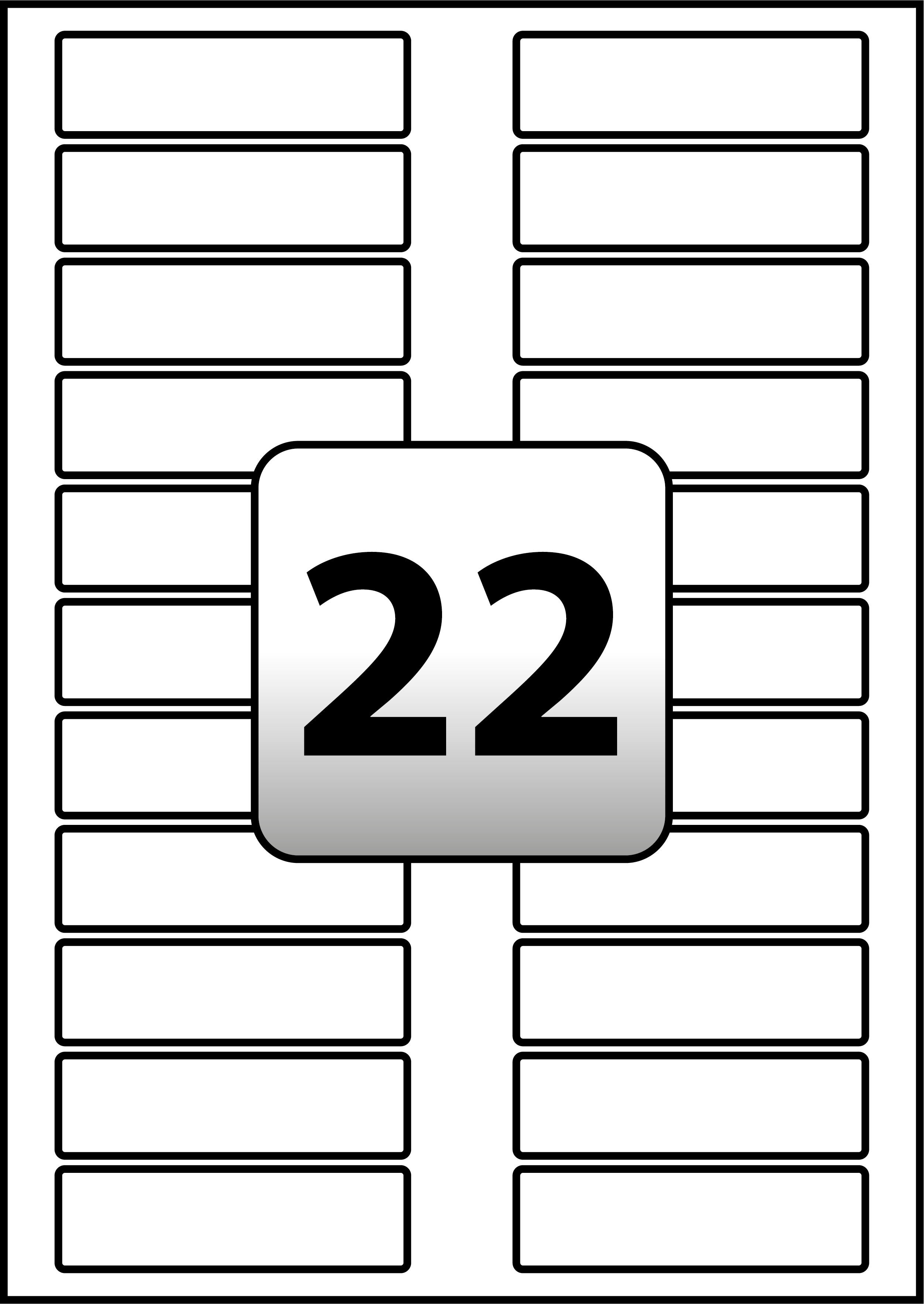22 Rectangle Labels per A4 sheet 80 mm x 23 mm - Flexi Labels