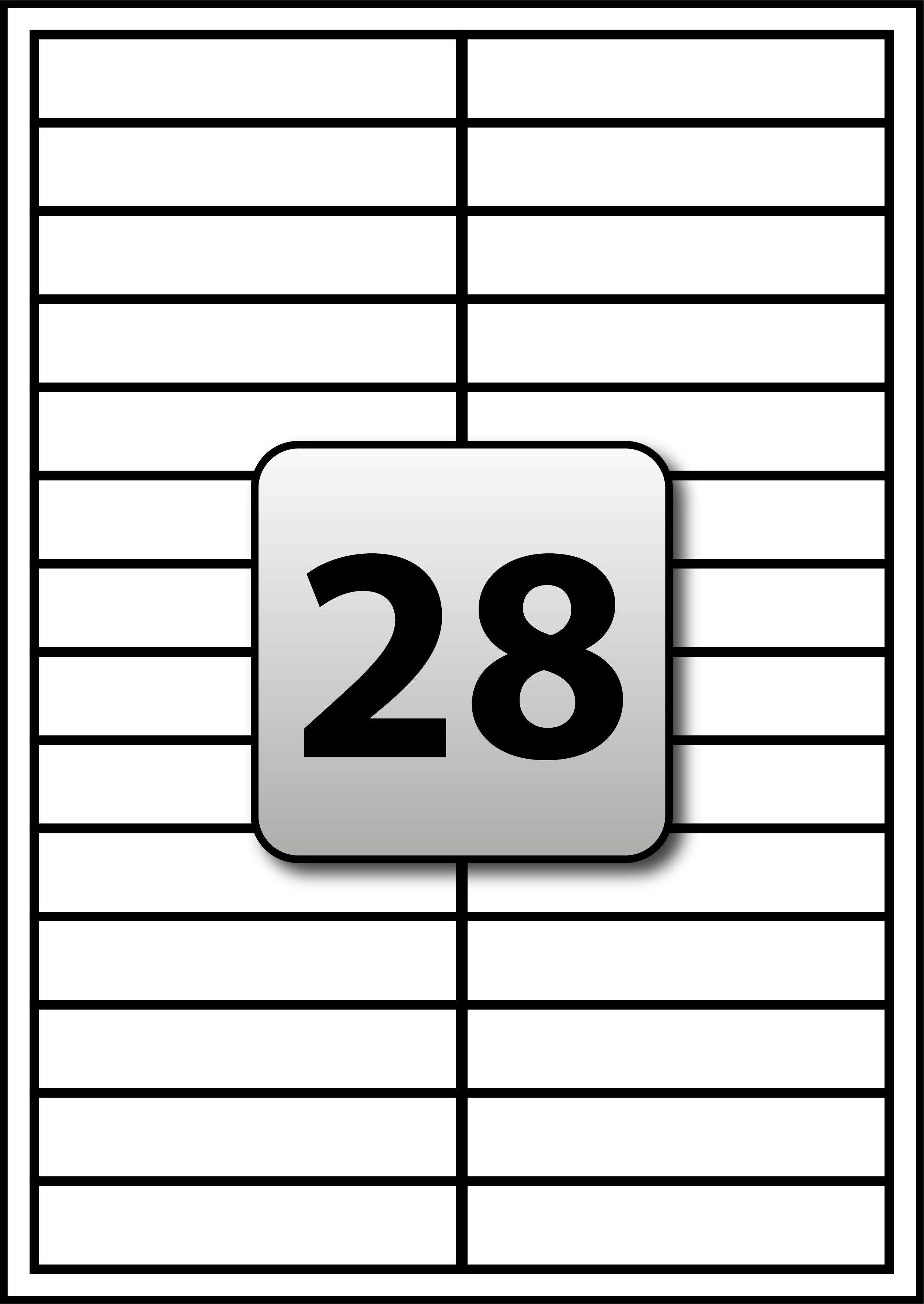 28 White Labels per A4 sheet 97.773 mm x 20.214 mm - Flexi Labels