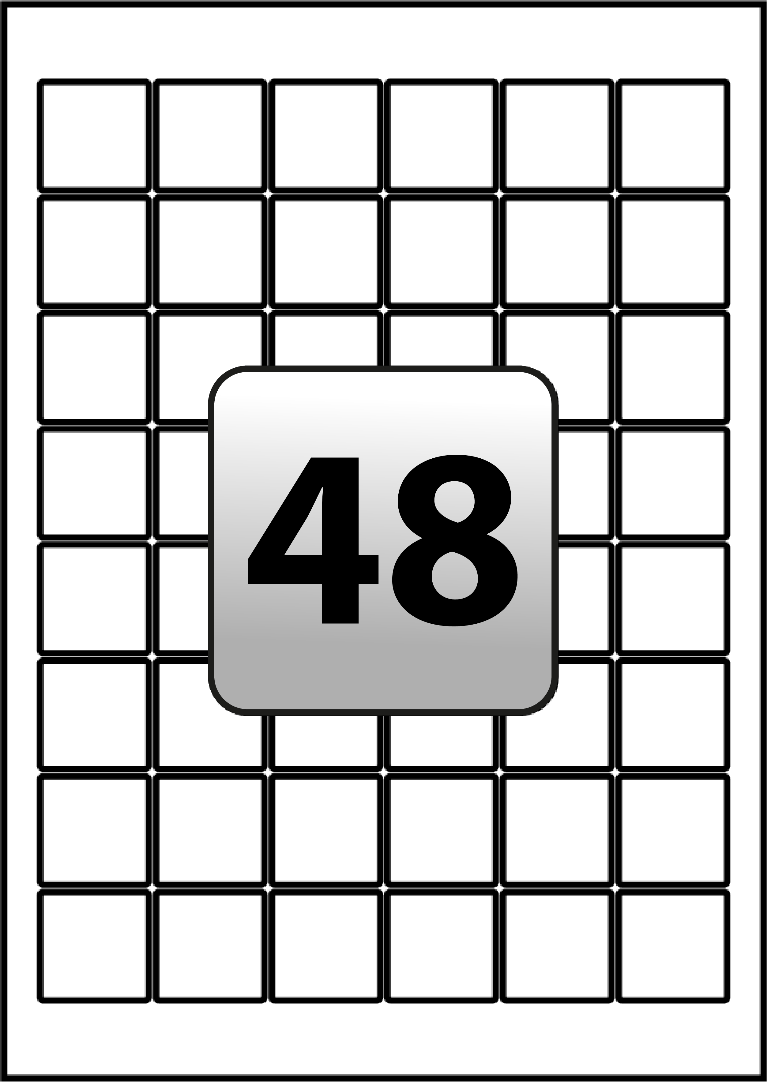 48 Square Labels per A4 sheet 30 mm x 30 mm - Flexi Labels