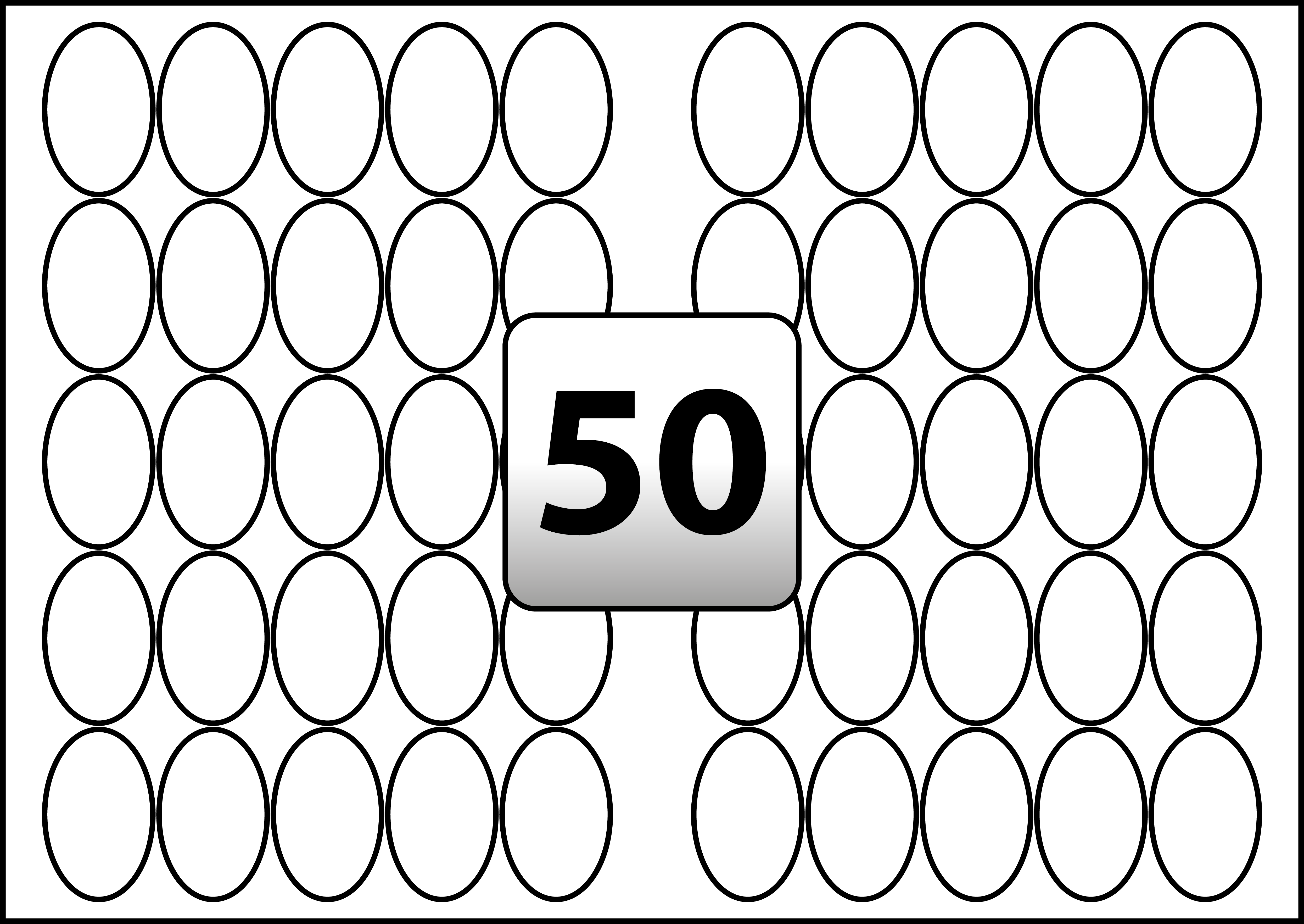 50 Oval Labels per A3 sheet 35 mm x 55 mm Flexi Labels