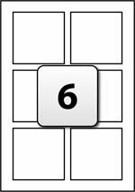 6 square labels per a4 sheet 80 mm x 80 mm flexi labels
